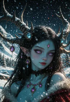 Enchanting Winter Spirit With Antlers