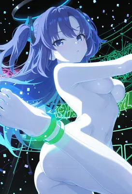 Neon Digital Angel in Cyber Space