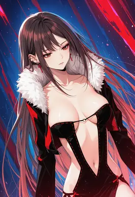 Edgy Anime Girl in Fur Jacket