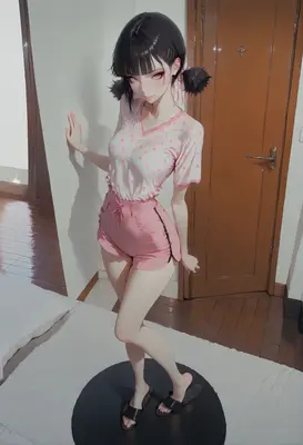 Casual Anime Girl in Pink Loungewear