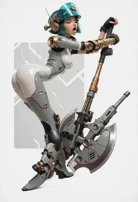 Cybernetic Warrior with Heavy Axe