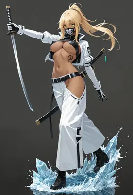 Blonde Samurai Warrior in Tactical Gear