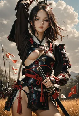 Warrior Maiden in Traditional Samurai Armor