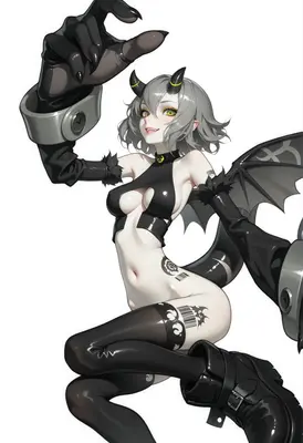 Playful Demon Girl with Giant Claws