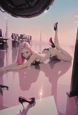 Pink Haired Cyberpunk Studio Model