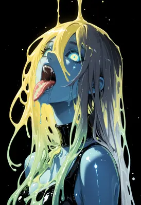 Blue Creature Drenched in Glowing Slime