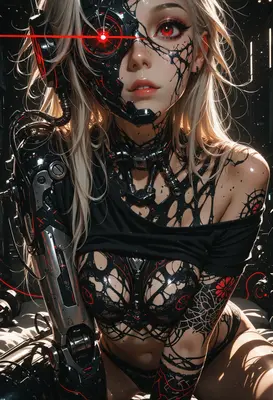 Cybernetic Assassin With Red Laser Optics