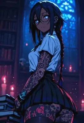 Mystical Scholar with Ink and Magic