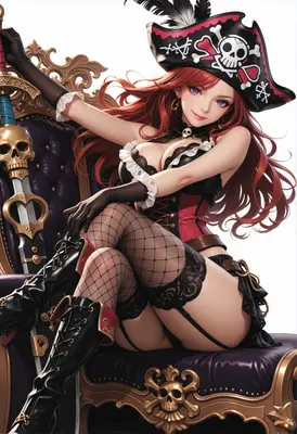 Sultry Pirate Queen on Throne