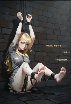 Captive Blonde Girl in Dark Dungeon