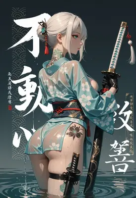 Silver Hair Samurai in Wet Kimono