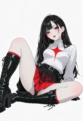Gothic Style Anime Girl in Red