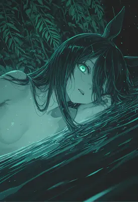 Emerald Gaze in the Dark Rain