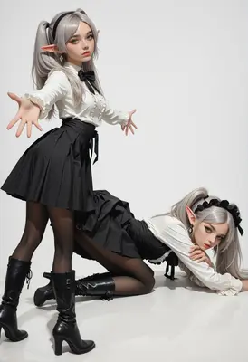 Dual Elf Maid Fashion Pose