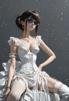 Elegant Gothic Bride in White Corset