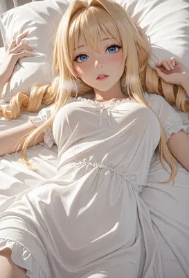 Resting Blonde Beauty in White