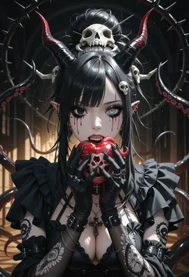 Gothic Demon Queen Consuming A Heart