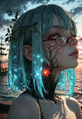 Bioluminescent Nature Spirit at Sea