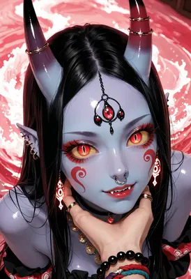 Enchanting Blue Demoness Portrait