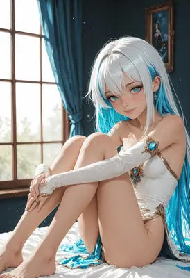 Serene Beauty with Blue Highlights