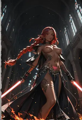 Red Blade Elf in Gothic Cathedral