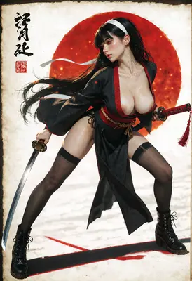 Crimson Moon Samurai Warrior