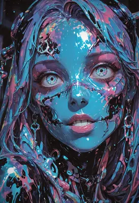 Ethereal Girl Drenched in Neon Slime