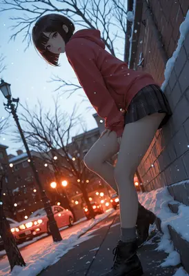 Winter Evening With A Cute Girl