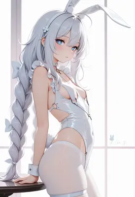 Ethereal Bunny Girl in White