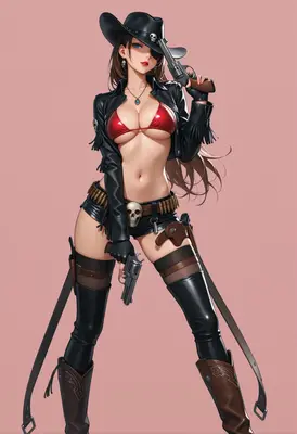 Outlaw Cowgirl with Revolvers