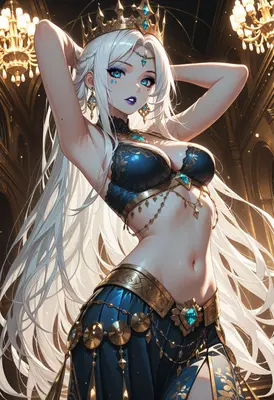 Regal Queen in Royal Blue Attire