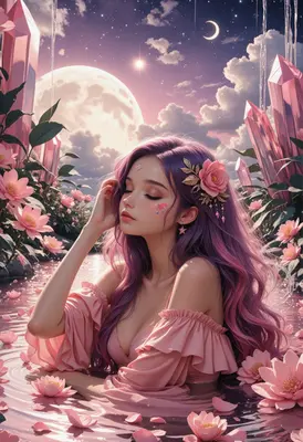 Serene Maiden in Crystal Lotus Pond