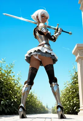 White Haired Knight with Steel Armor