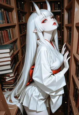 Ethereal Horned Maiden in Library