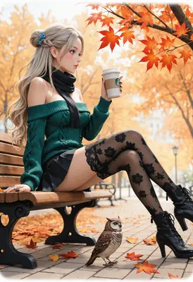 Autumn Coffee Date With An Owl