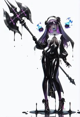 Corrupted Nun with Dark Battle Axe