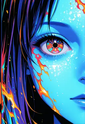 Vibrant Neon Gaze of Blue
