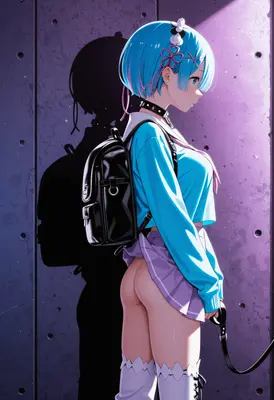 Rem Standing by a Concrete Wall