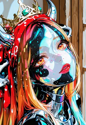 Crowned Cybernetic Goddess Portrait