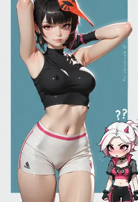 Athletic Girl with Chibi Companion
