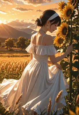 Sunlit Serenity in Sunflower Field