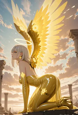 Celestial Angel in Golden Armor
