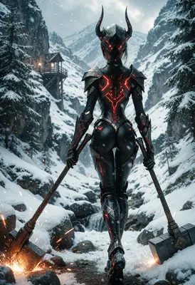 Dual Hammer Warrior in Snowy Pass