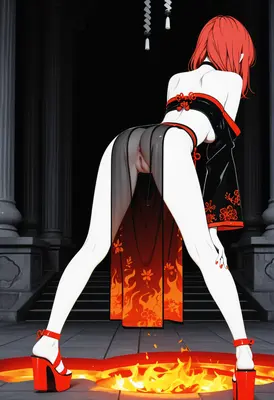 Fiery Shrine Maiden in Dark Hall