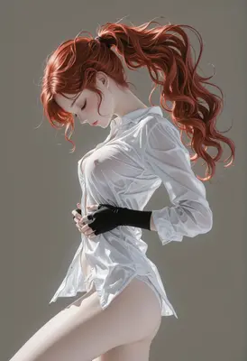 Redheaded Beauty in a Wet Shirt