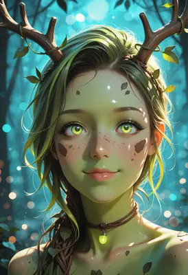 Enchanting Forest Spirit with Antlers