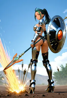 Valiant Warrior Standing Amidst Battle