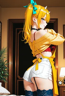 Playful Blonde in Yellow Casual Wear