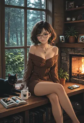 Cozy Afternoon With A Black Cat