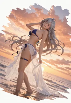Silver Haired Beauty at Sunset Beach